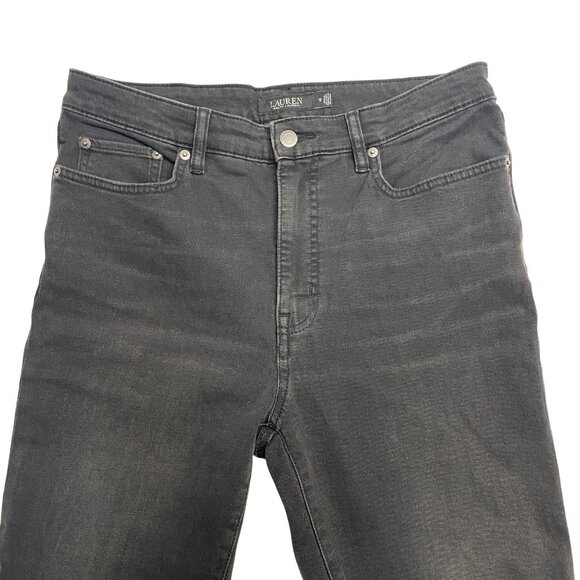 LAUREN RALPH LAUREN JEANS WOMENS 12 HIGH RISE STRAIGHT STRETCH SKINNY BLACK - Picture 3 of 12